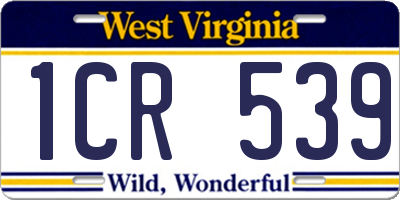 WV license plate 1CR539