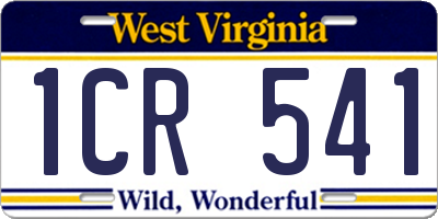 WV license plate 1CR541