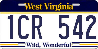 WV license plate 1CR542