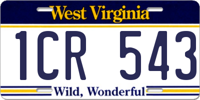 WV license plate 1CR543