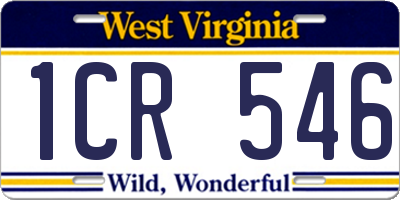 WV license plate 1CR546