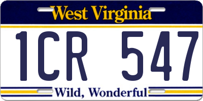 WV license plate 1CR547