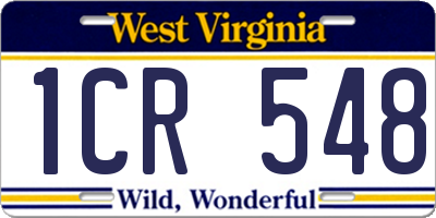 WV license plate 1CR548