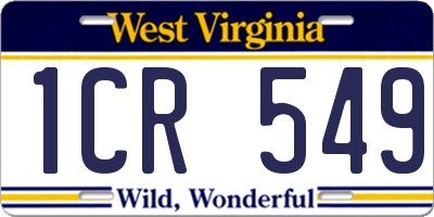 WV license plate 1CR549