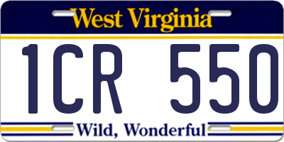 WV license plate 1CR550