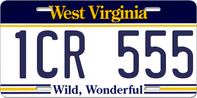 WV license plate 1CR555
