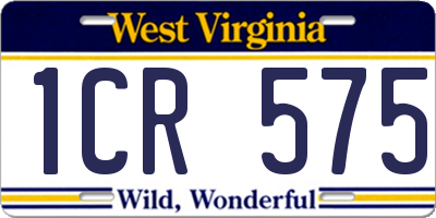 WV license plate 1CR575