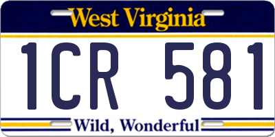 WV license plate 1CR581