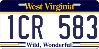WV license plate 1CR583