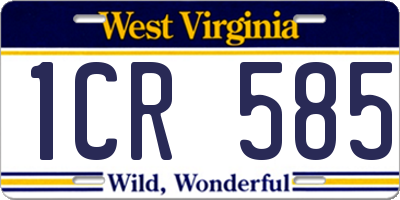 WV license plate 1CR585