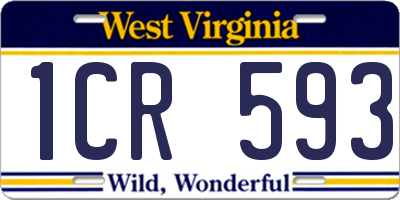WV license plate 1CR593