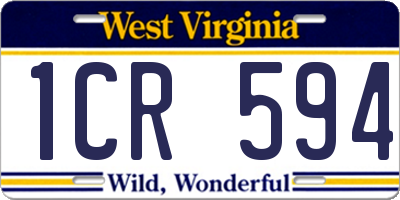 WV license plate 1CR594