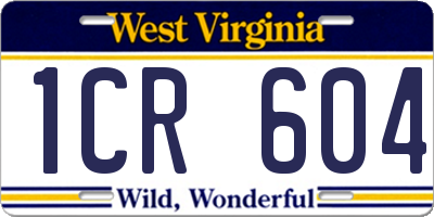 WV license plate 1CR604