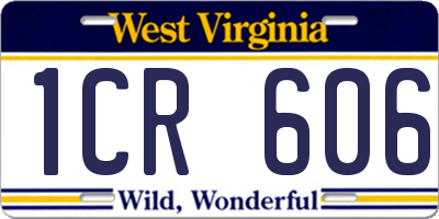 WV license plate 1CR606
