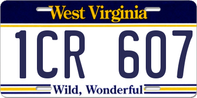 WV license plate 1CR607