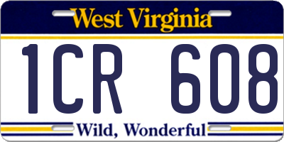 WV license plate 1CR608