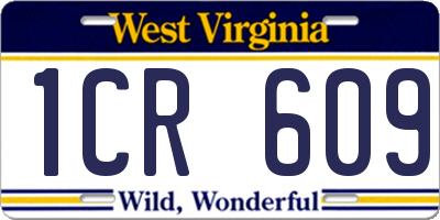 WV license plate 1CR609