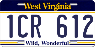 WV license plate 1CR612