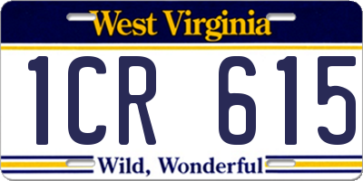 WV license plate 1CR615