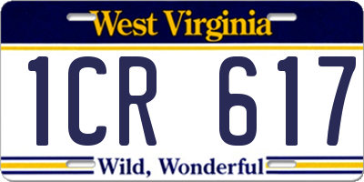 WV license plate 1CR617