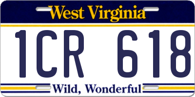 WV license plate 1CR618