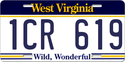 WV license plate 1CR619