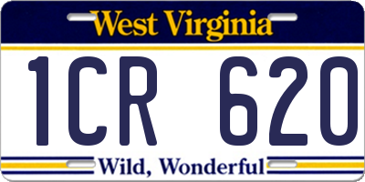 WV license plate 1CR620