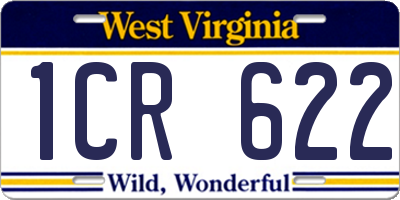 WV license plate 1CR622