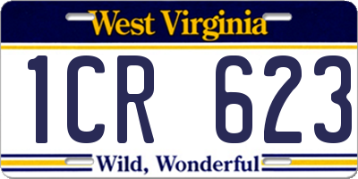 WV license plate 1CR623