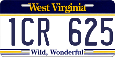 WV license plate 1CR625