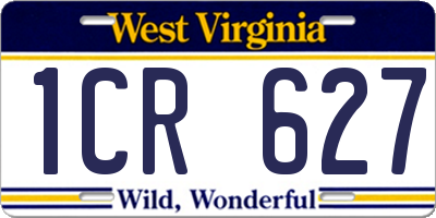 WV license plate 1CR627