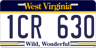 WV license plate 1CR630