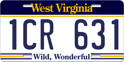 WV license plate 1CR631
