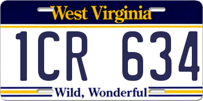 WV license plate 1CR634