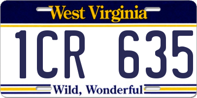 WV license plate 1CR635