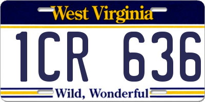 WV license plate 1CR636