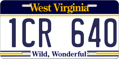 WV license plate 1CR640