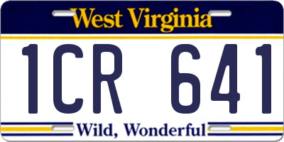 WV license plate 1CR641