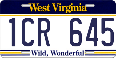 WV license plate 1CR645