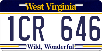WV license plate 1CR646