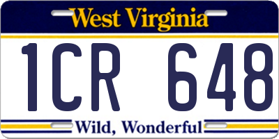 WV license plate 1CR648