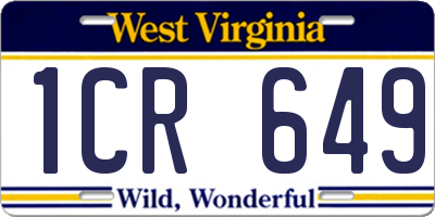 WV license plate 1CR649