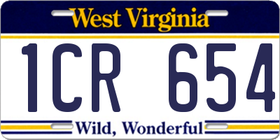 WV license plate 1CR654