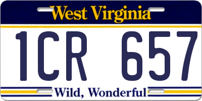 WV license plate 1CR657