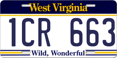 WV license plate 1CR663