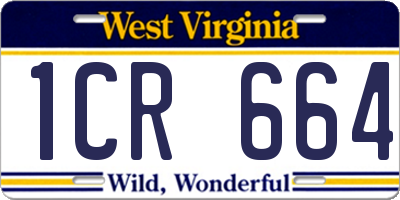 WV license plate 1CR664