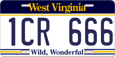 WV license plate 1CR666