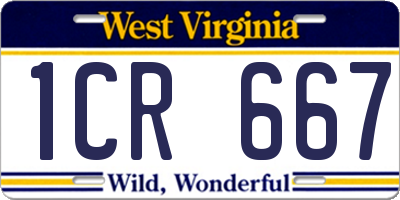 WV license plate 1CR667