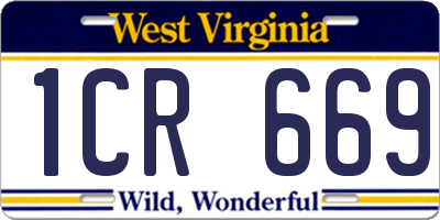 WV license plate 1CR669
