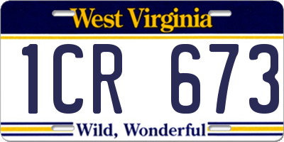 WV license plate 1CR673